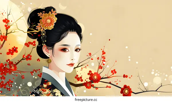 Portrait of a young woman in traditional Chinese clothing