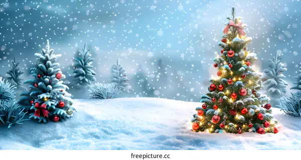 Christmas tree in the snow