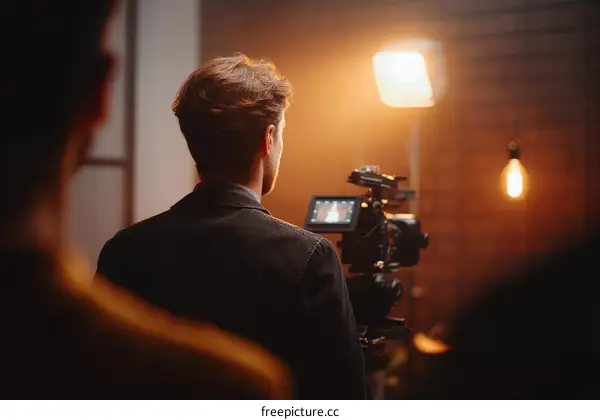 Filming Scene with Professional Camera Crew