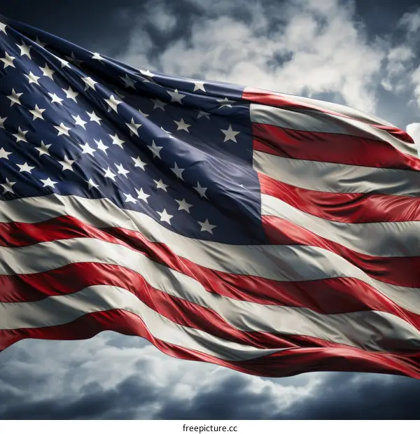 American flag waving in the wind