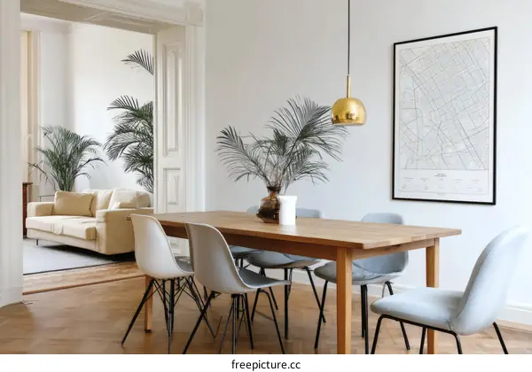 Modern Dining Area with City Map Decor