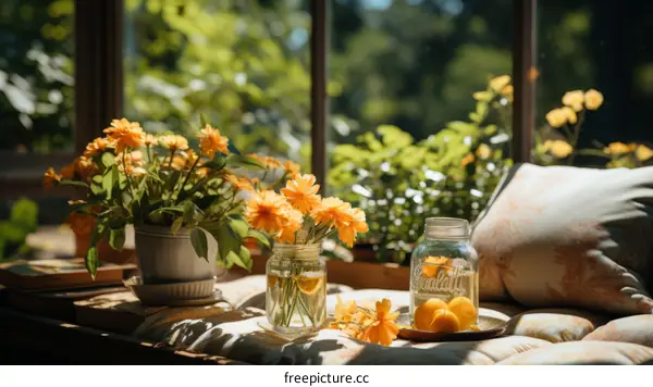 The beauty of nature in a sunlit room