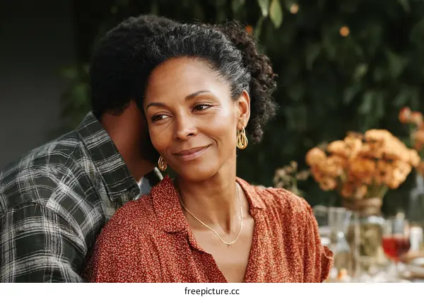 Close Up of Two People Enjoying an Outdoor Gathering