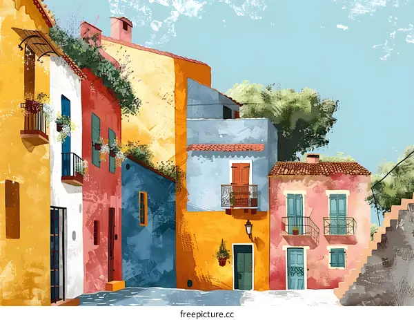 Colorful Mediterranean Village