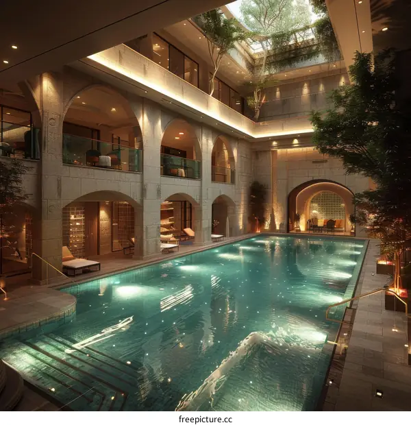 Luxurious Indoor Swimming Pool with Skylight
