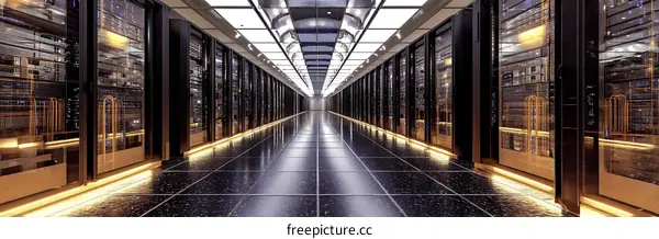 Modern Data Center Corridor with Server Racks