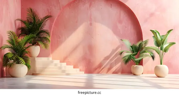 Indoor Minimalist Pink Archway Background