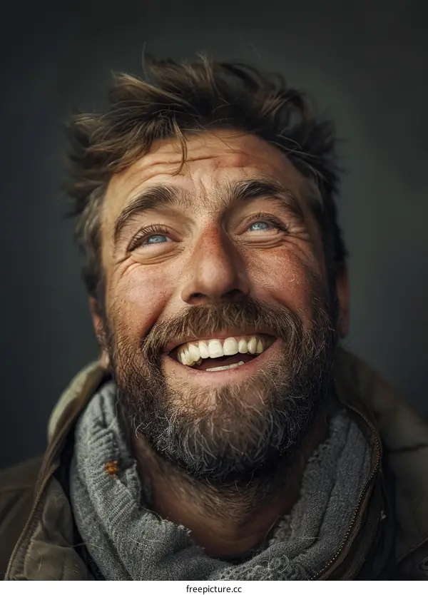 Close-up Portrait of a Smiling Man with a Beard