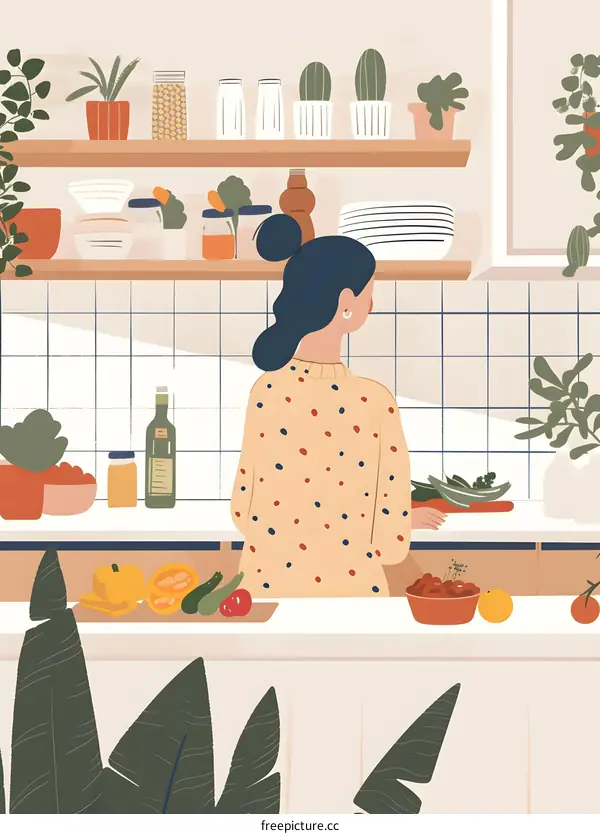 Woman in Kitchen Cooking