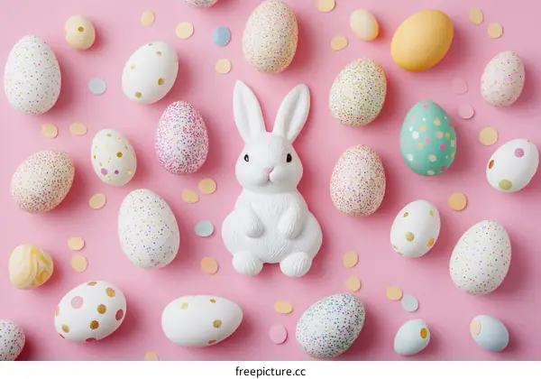 Easter Decorations on a Pink Background