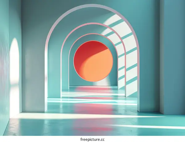 Pastel Pink and Blue Geometric Archway
