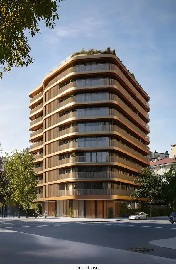 Modern Luxury Apartment Building with Curved Facade