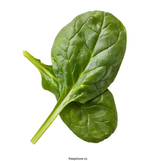 [Transparent Background PNG]Fresh Green Spinach Leaves Isolated on White Background