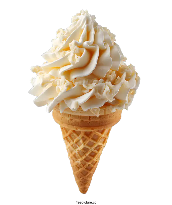 [Transparent Background PNG]Vanilla soft serve ice cream in a cone