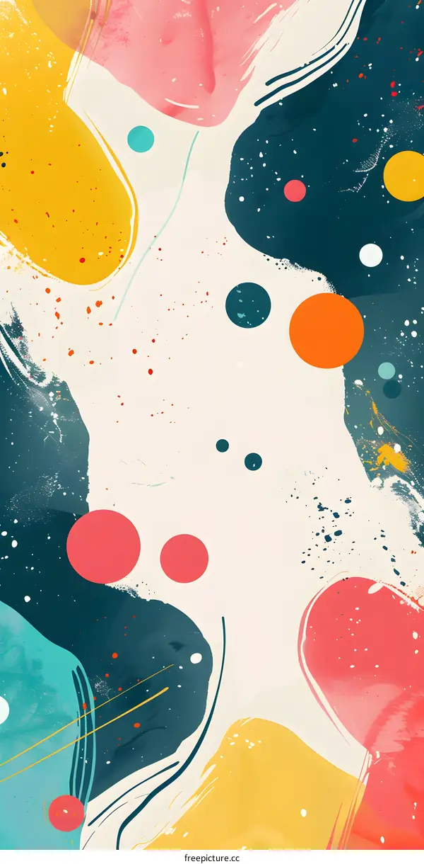 Abstract Watercolor Painting With Colorful Shapes