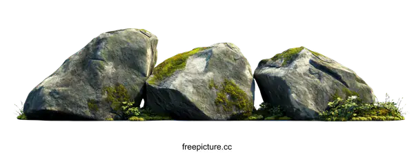 [Transparent Background PNG]Three Large Rocks on a White Background