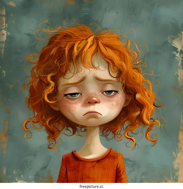 Little girl with freckles and red curly hair