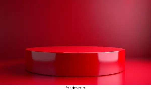 Red Cylindrical Display Stand for Product Presentation