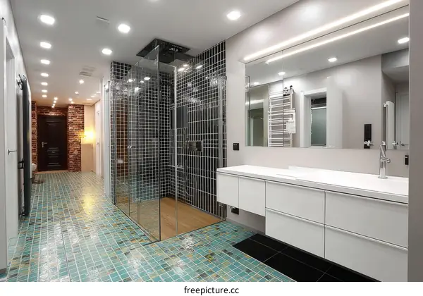 Modern Bathroom Interior Design with Glass Shower