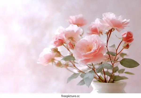 Delicate Pink Roses in Soft Light