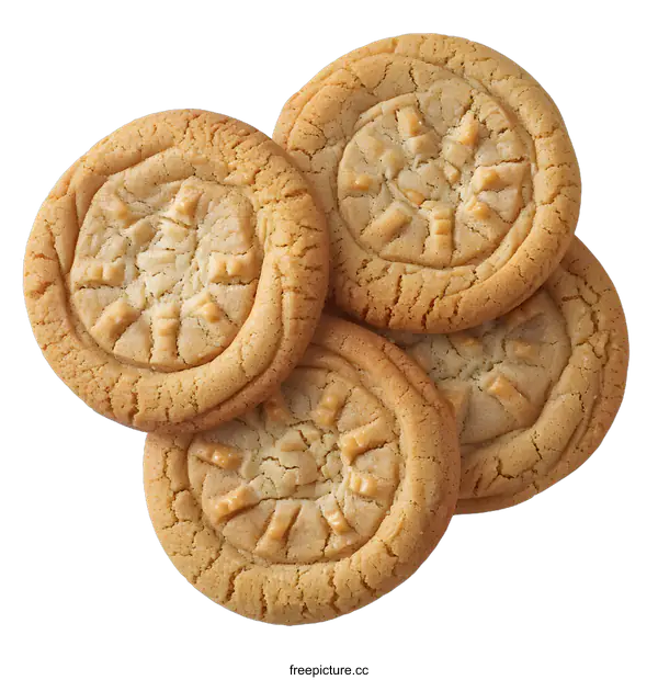 [Transparent Background PNG]Four cookies are placed on a white surface