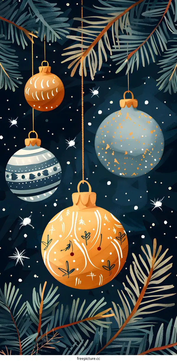 Hand-painted Christmas greeting card