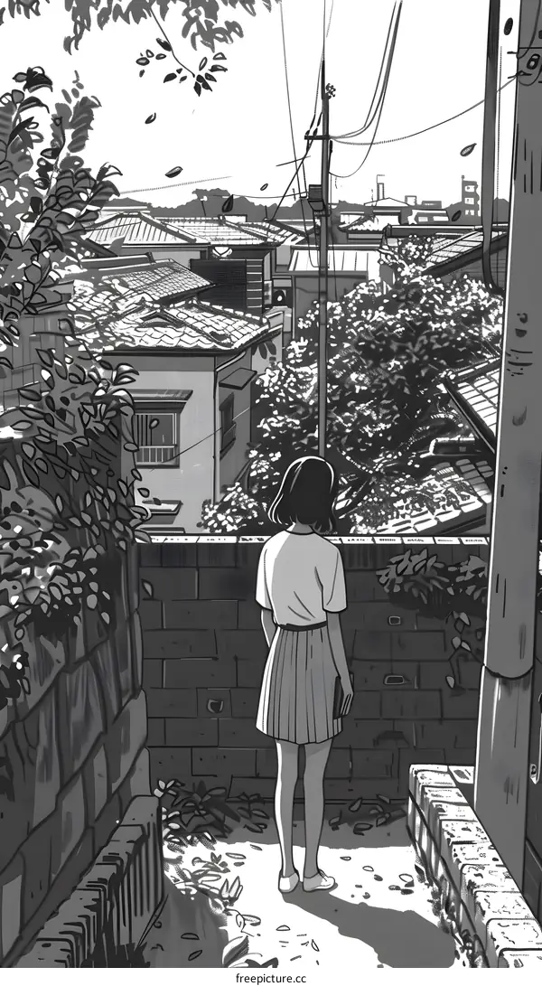 Girl Standing in the Alleyway Looking at the City
