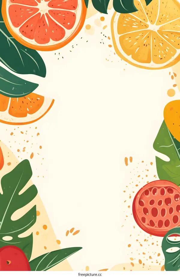 Tropical Fruit Illustration With White Background