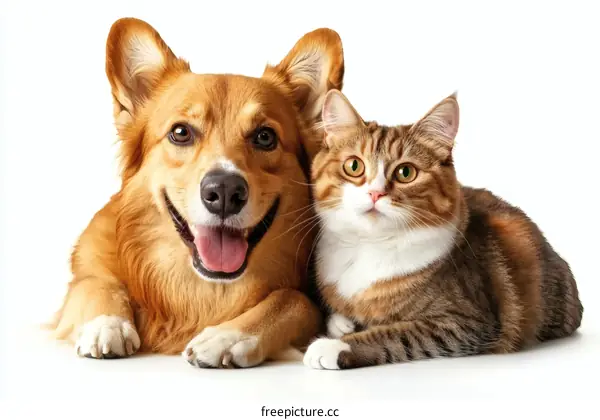 Friendly Dog and Cat Companionship