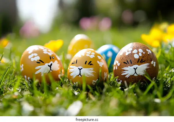 Colorful Easter Eggs in a Grassy Meadow