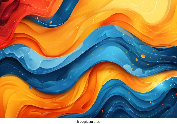 Blue and orange abstract waves
