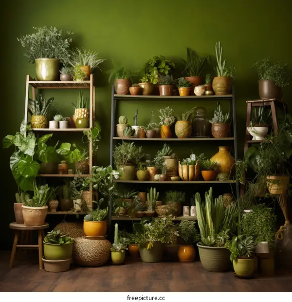 An Abundance of Greenery: A Collection of Potted Plants in a Home
