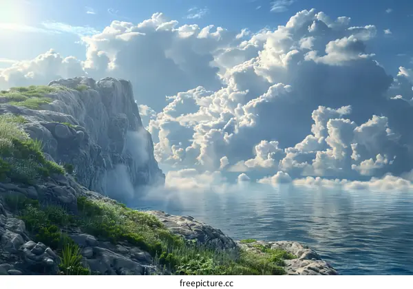 Green plants on the cliff