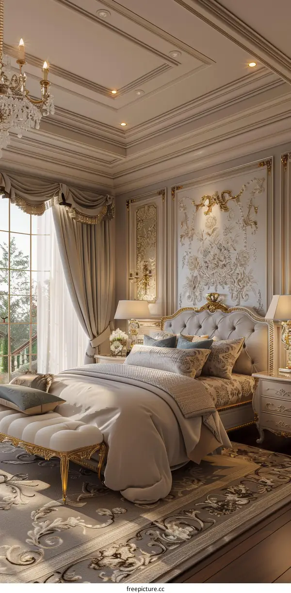 Elegant Bedroom Interior Design With Golden Accents