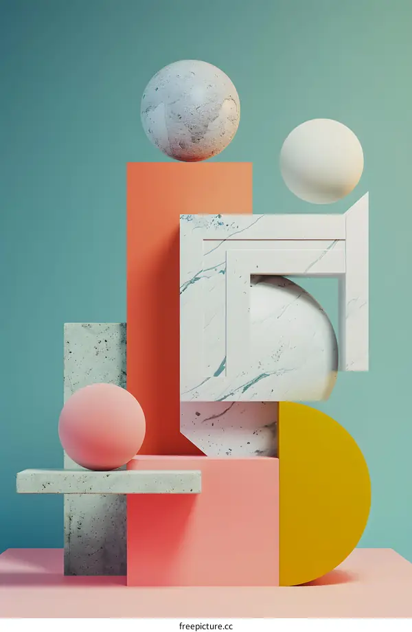 Abstract 3D Shapes With Geometric Patterns