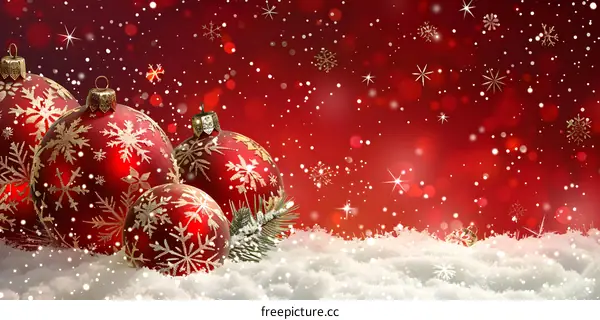 Christmas red background with balls