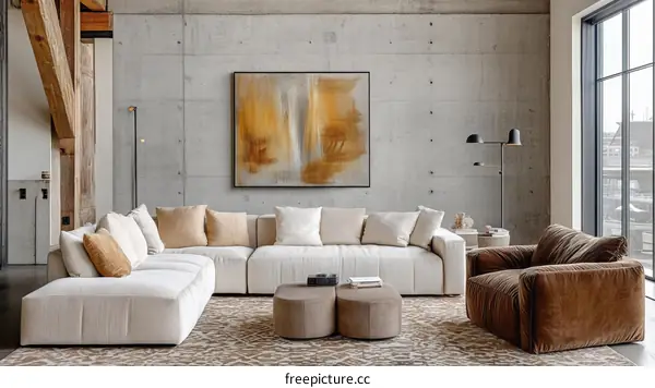 Modern Concrete Living Room Interior Design