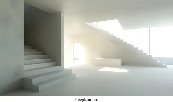 Modern Minimalist Architecture Staircase Design with White Walls