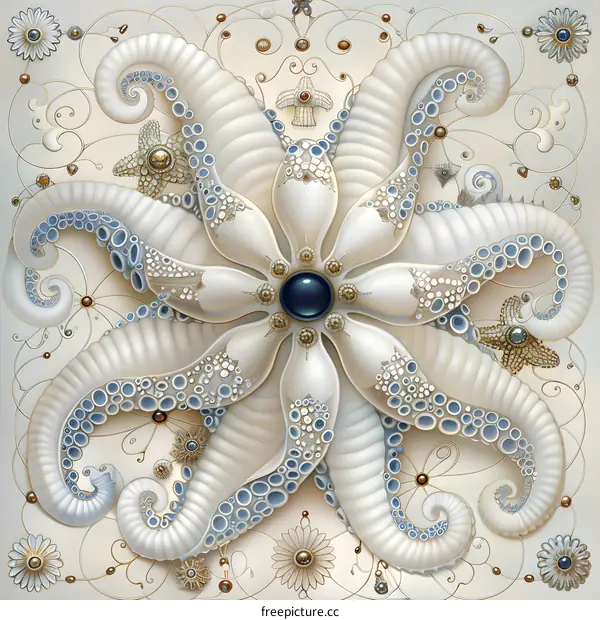 Ornate Octopus with Jewels and Pearls