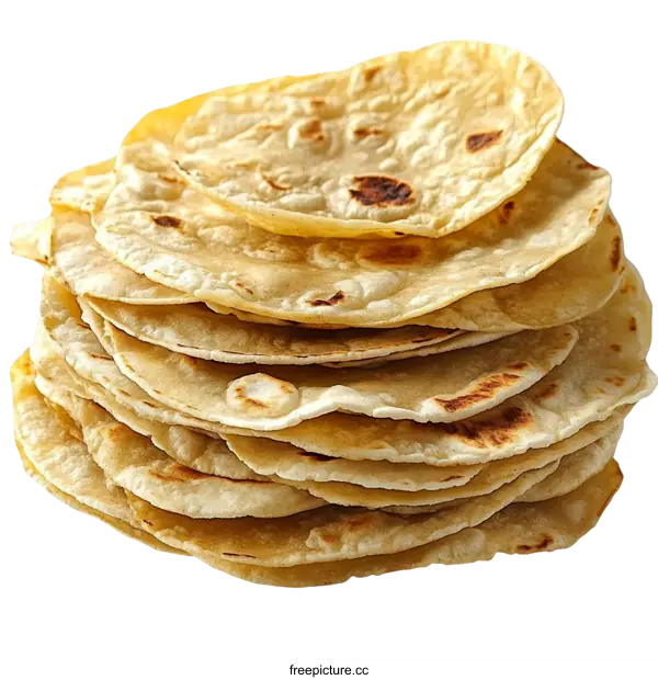 [Transparent Background PNG]Stack of Tortillas Close Up