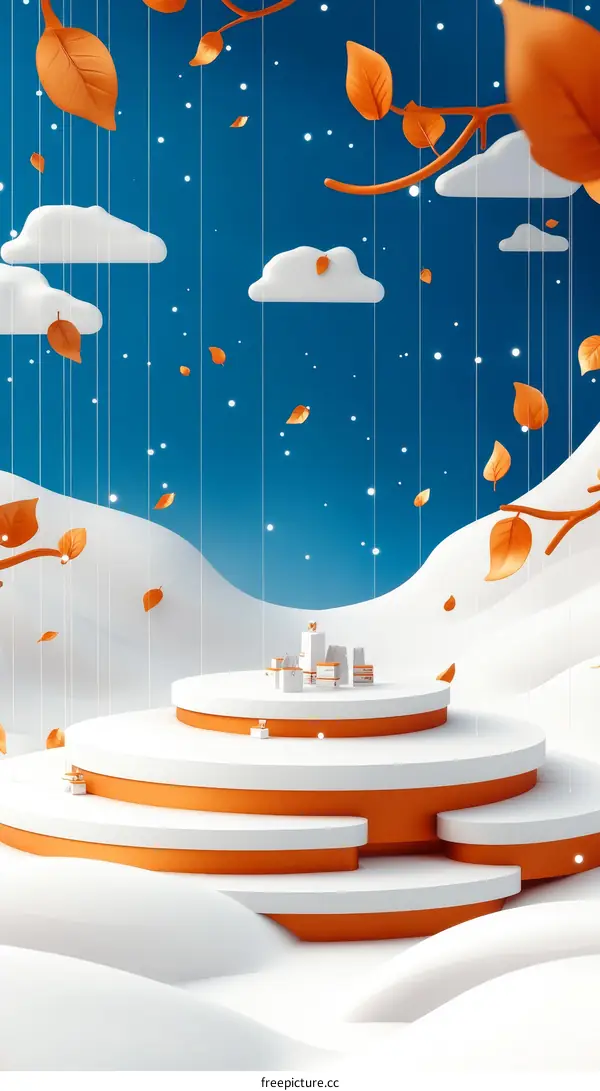 Autumn Snowfall Display Podium Illustration