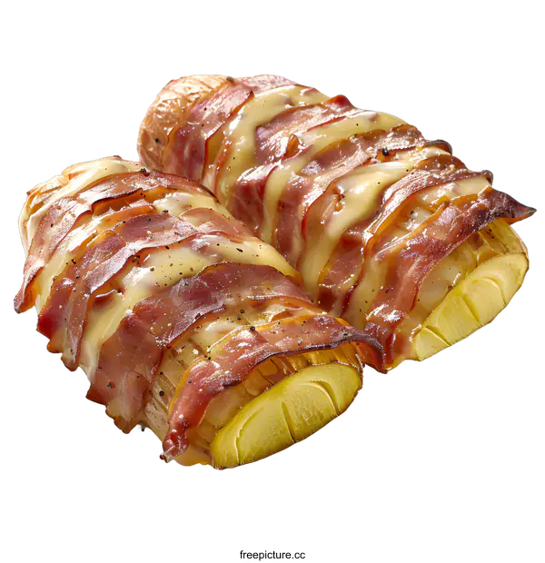 [Transparent Background PNG]Twice Baked Potatoes with Cheese and Bacon