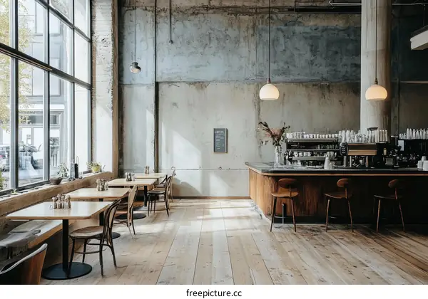 Modern Industrial Style Cafe Interior Design