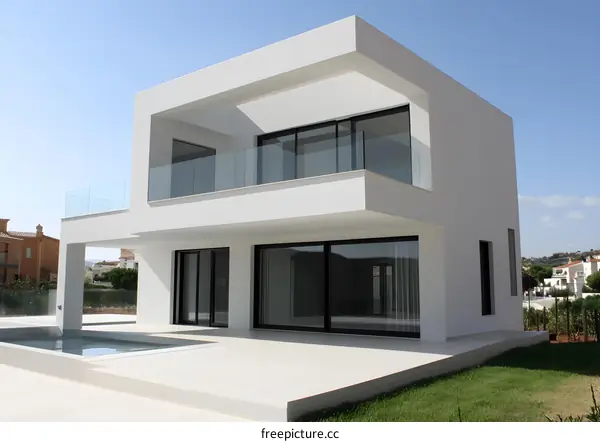 Modern White House with Swimming Pool