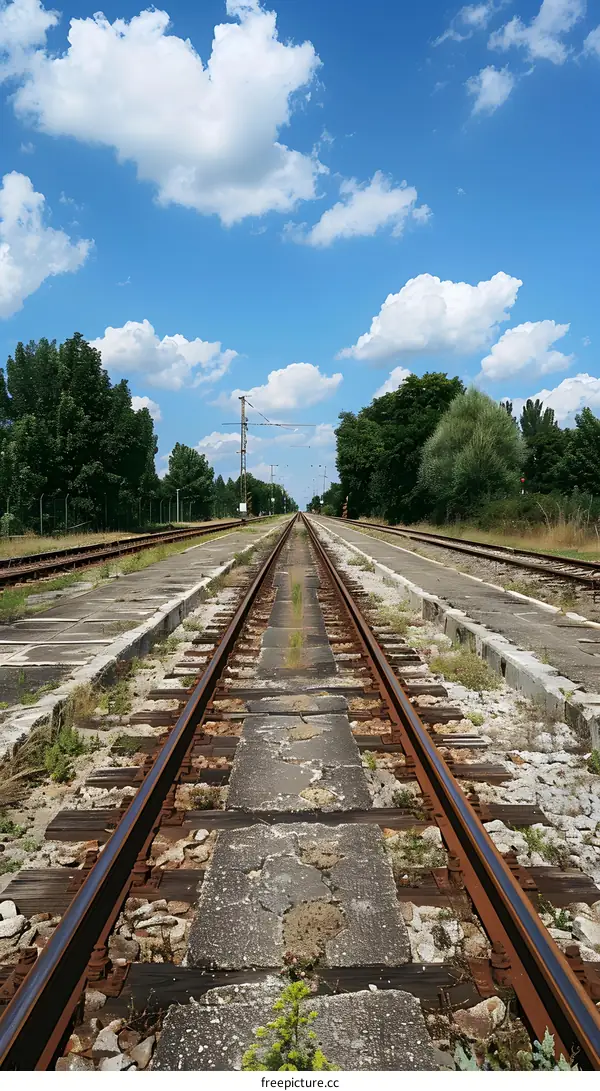Railway tracks vanishing into the distance