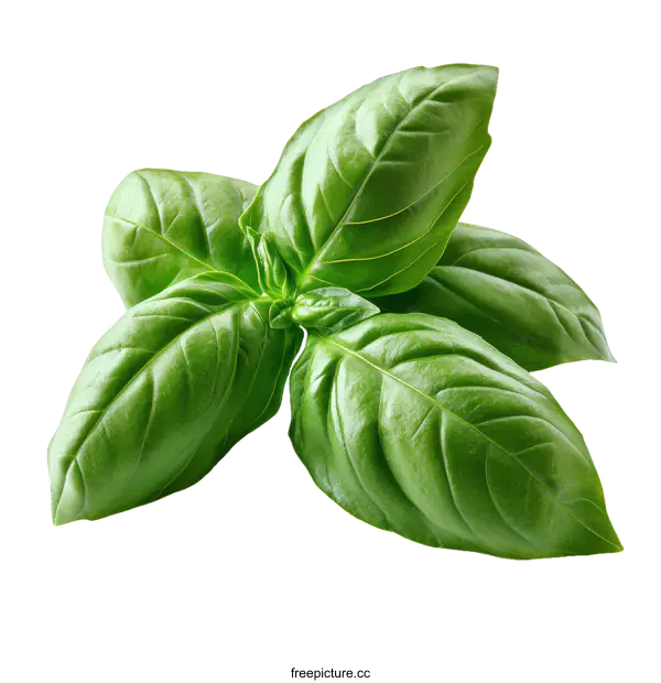[Transparent Background PNG]Fresh Basil Leaves Close Up
