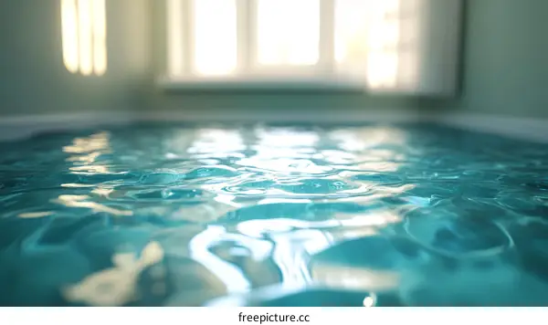 Turquoise Water Surface in an Indoor Space