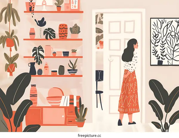 Woman Standing in a Room With Plants