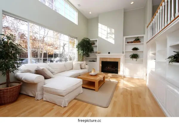 Modern Light Filled Living Room with Large Windows