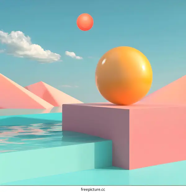 Abstract 3D Minimalist Geometric Shapes with Pastel Colors